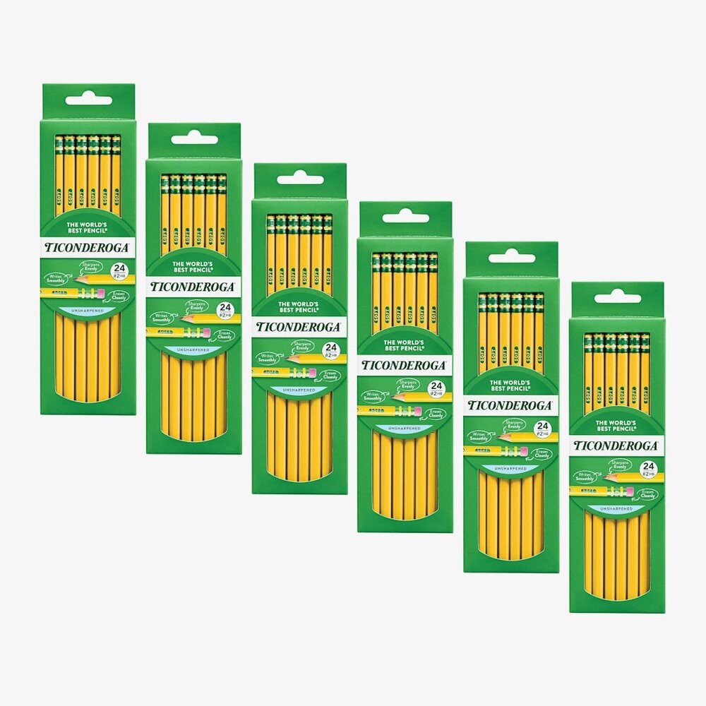 TICONDEROGA Pencils, 2 HB Soft, Unsharpened, 144pk